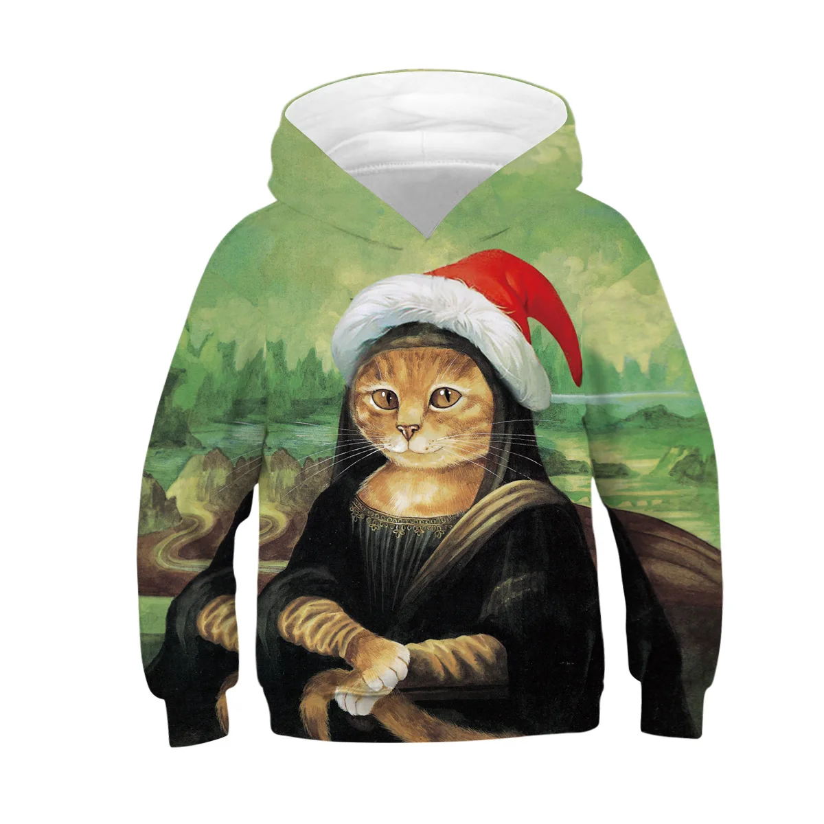 

Autumn/Winter 2020 New Products Christmas Cat Digital Printed Kids Loose Hooded Sweater Casual Sports Long Sleeve Shirt