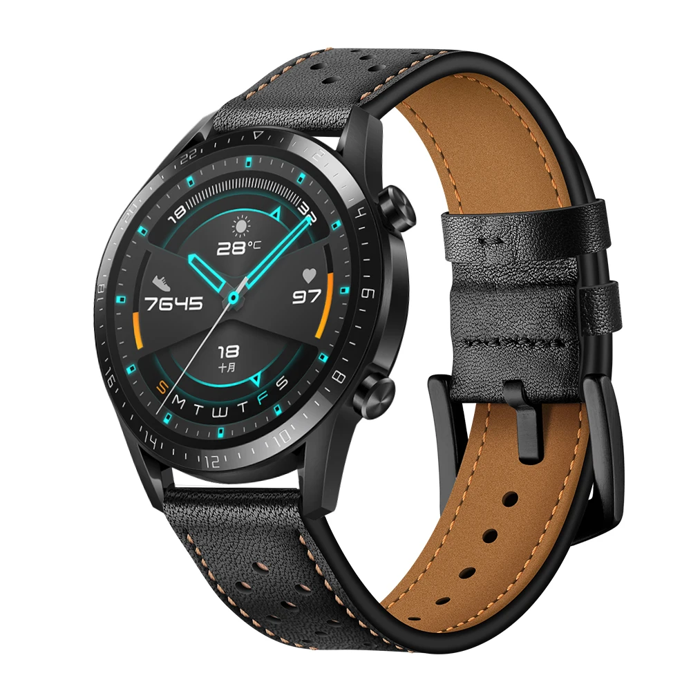 Ремешок кожаный Correa для HUAWEI WATCH GT 2 46 мм 42 сменный Браслет HONOR Magic / MagicWatch