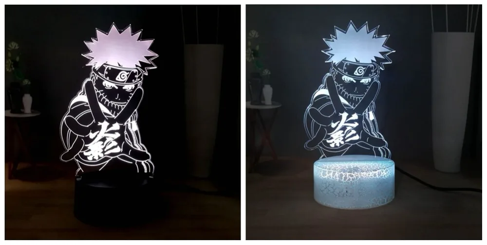 Новинка 3D Иллюзия настольная лампа Узумаки Наруто Акриловые RGB многоцветный прикроватный светильник USB пульт дистанционного управления светодиодный ночной Светильник Детский праздник