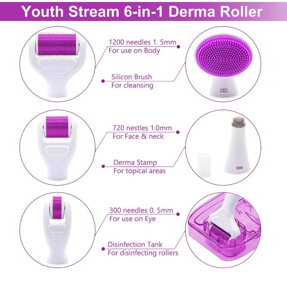

540 Derma Roller Kit Steel Micro Needle System For Skin Treatment Wrinkles Acne Anti-Aging Hair Loss Cellulite With Facial Clean
