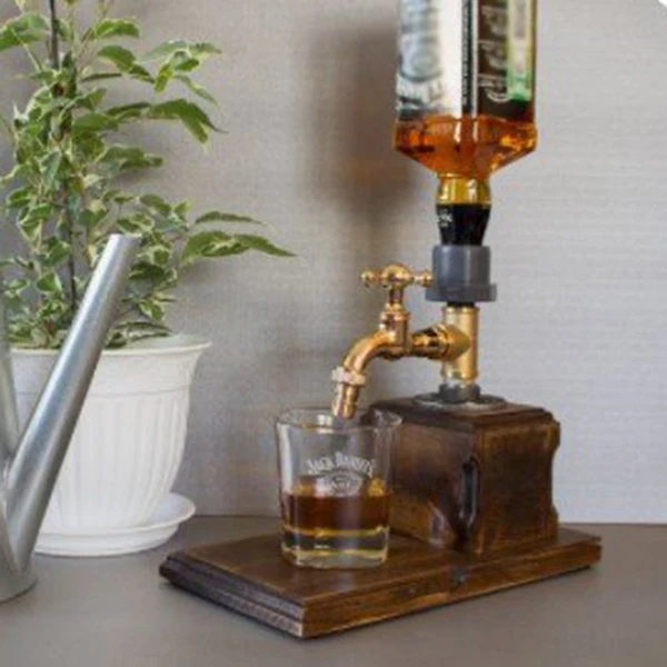 

Newly Father's Day Liquor Alcohol Whiskey Wood Dispenser Faucet Shape for Party Dinners Bars and Beverage Stations