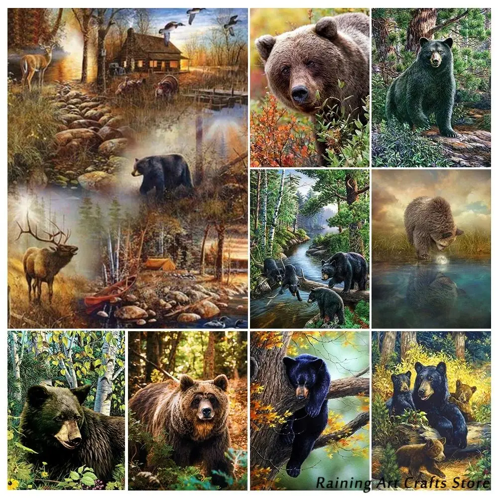 

Diy 5D Diamond Painting Animals Bear Full Drill Rhinestone Embroidery Cross Stitch Animal Mosaic Pictures Handmade Home Decor