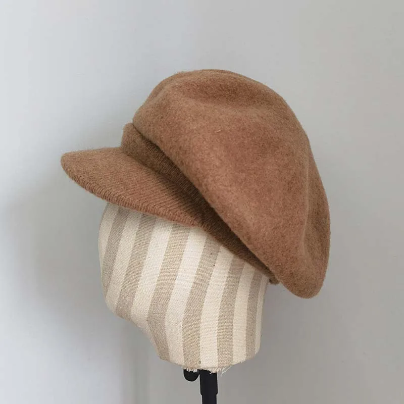 

New Winter Hats For Women Berets Warm Wool Knitted Hat Ladies Fashion Hat Retro College Peaked Cap Equestrian Casual Fashion Cap