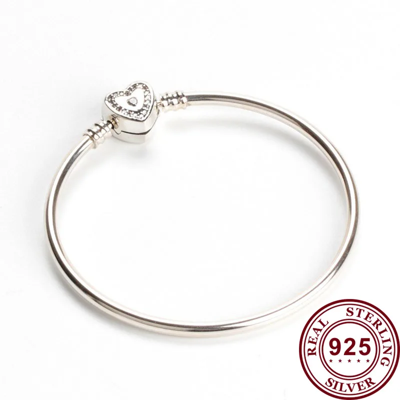 

Original 925 брелок Silver Pan Bracelet Shiny Heart With Crystal Cz Pan Bracelet Fit European Charm Bracelets Women Jewelry