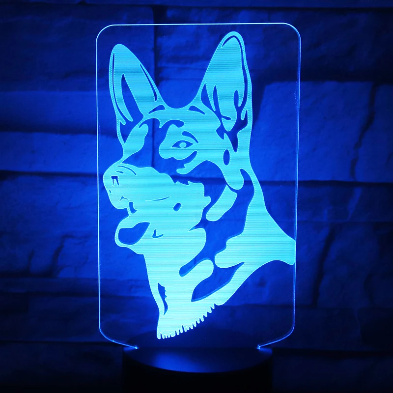 

3D Lamp German Shepherd Dog Stand Desk Table Light 7 Colors Changing Touch Control Lamp Gift for Decorate Christmas Birthday