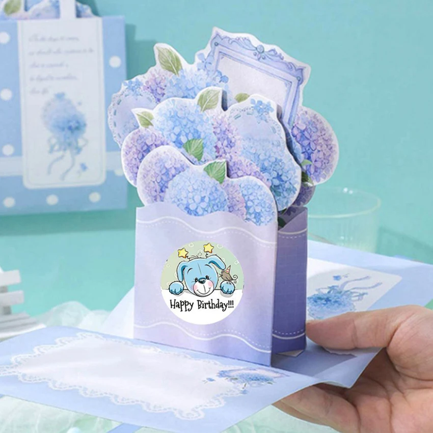 

100-500pcs 1inch Happy Birthday Handmand Sticker Birthday Gift Decor Sealing Sticker Vintage DIY Gift Package Stationery Sticker