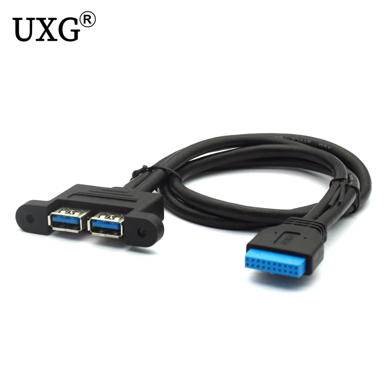 

Cable 2 Ports USB 3.0 A Type Female to Motherboard 20 Pin Header Male Cable USB3.0 20pin to 2 Ports Female Cabo 50cm 17July6