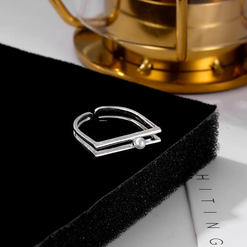 Женское серебряное кольцо d-образной формы с открытым регулировкой ювелирные