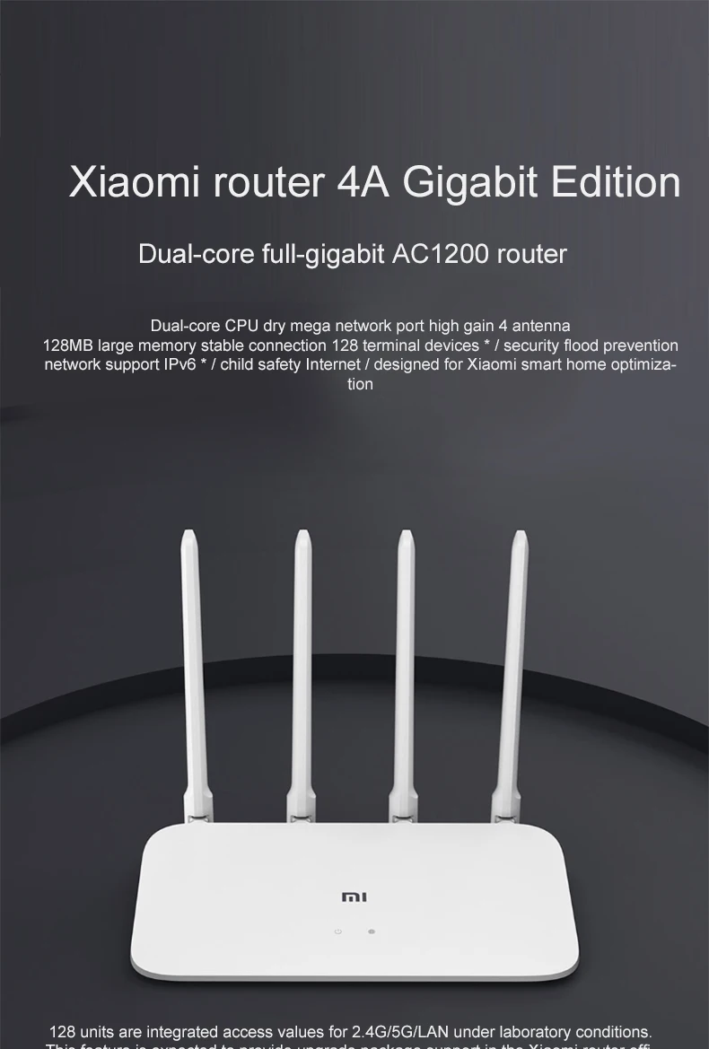 Xiao mi маршрутизатор 4A WiFi маршрутизатор Gigabit Edition mi двухдиапазонный 2,4 ГГц 5 ГГц двухдиапазонный с высоким коэффициентом усиления 4 антенны приложение для дома и офиса cv6 802.11ac