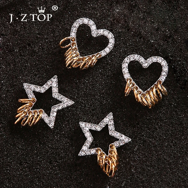 JZTOP женские модные серьги-гвоздики в виде звезды сердца геометрических
