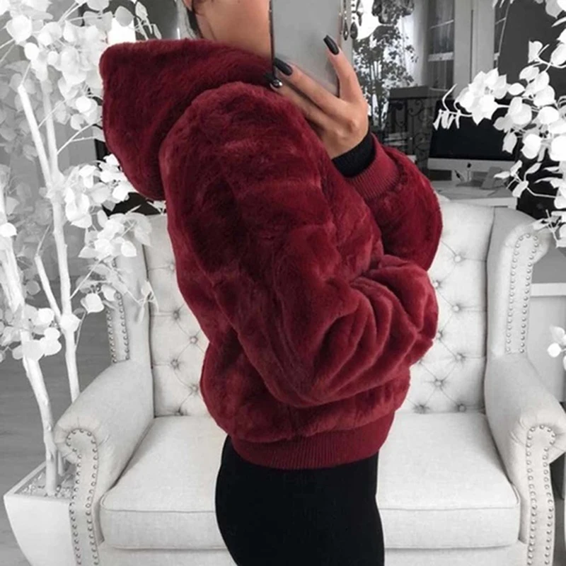 Teddy Coat Women Winter Faux Fur Thick new Fluffy Pockets Plush Jacket Ladies Autumn Overcoat Outerwear Hot Sale | Женская одежда