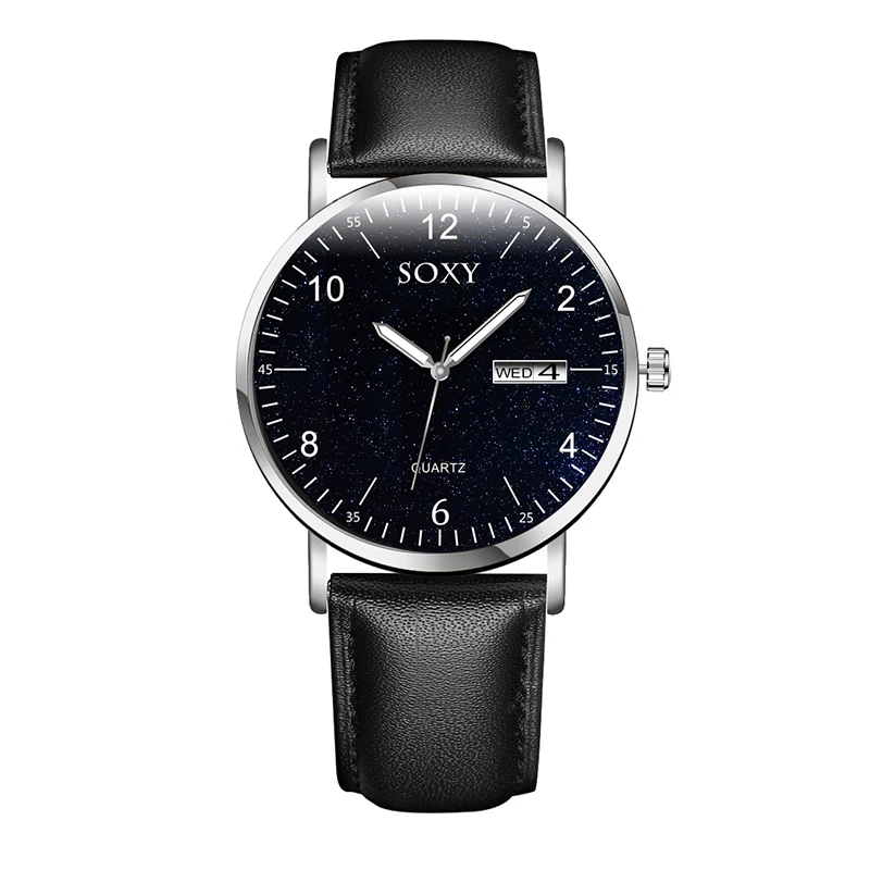Серебристый Relogio Masculino Strarry Sky мужские часы Топ бренд Роскошные мужские часы Дата часы erkek kol saati reloj hombre - Цвет: Серебристый