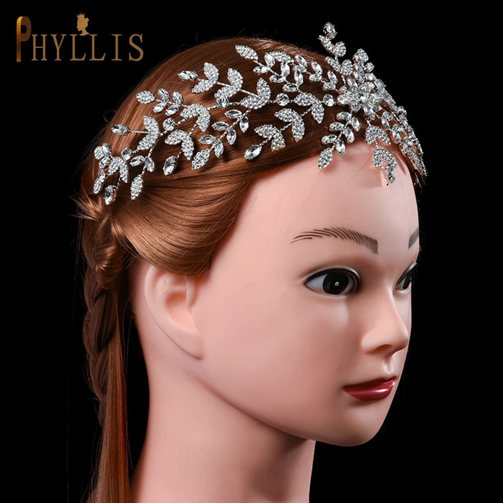 

A272 Luxury Wedding Headband Zircon Bridal Hairband Wedding Headpiece Leaves Queen Diadem Woman Hair Accessories Bride Tiaras