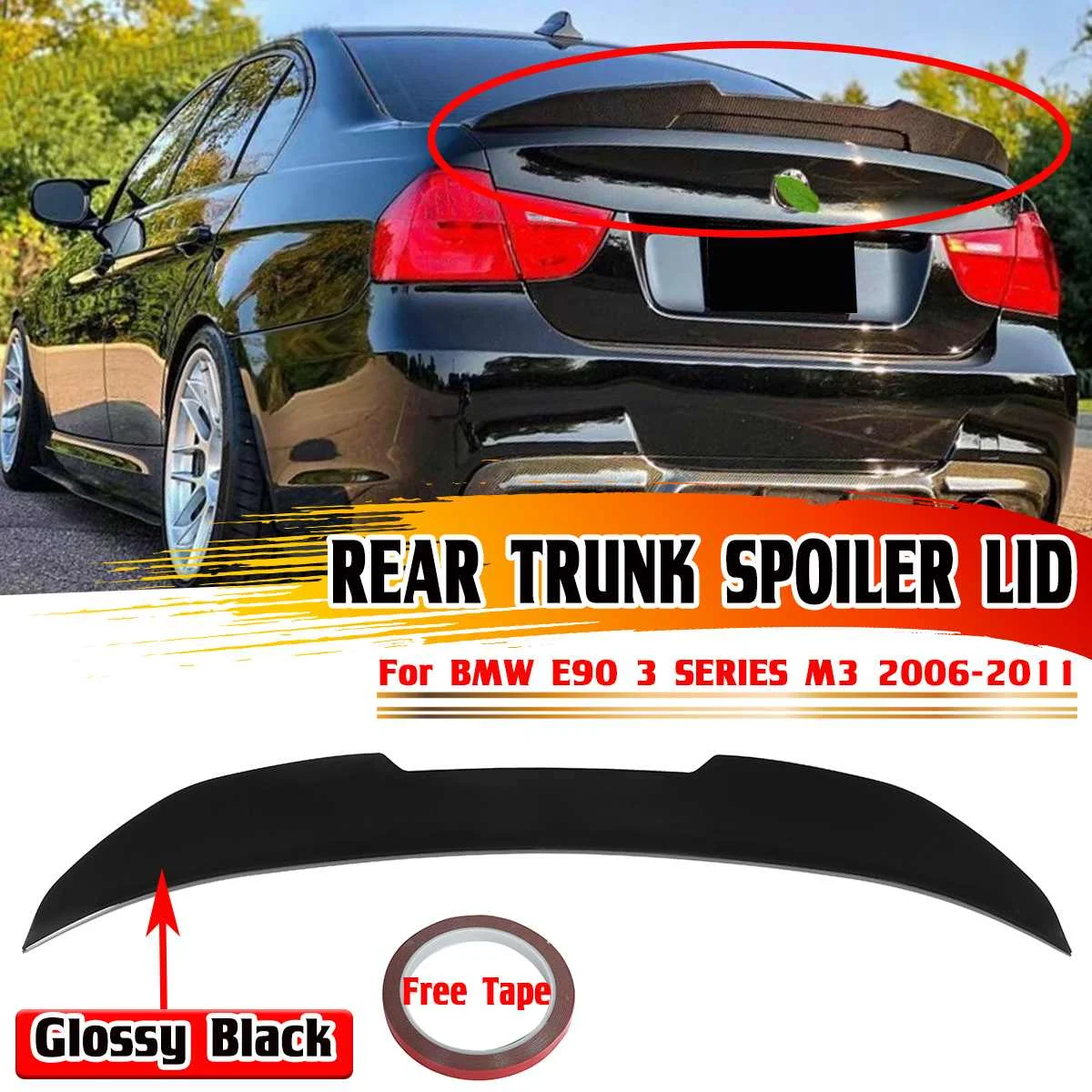 High Quality Car Rear Spoiler Wing Lip Extension For BMW E90 3 SERIES M3 2006-2011 Rear Trunk Spoiler Lip Boot Tailgate Wing Lip