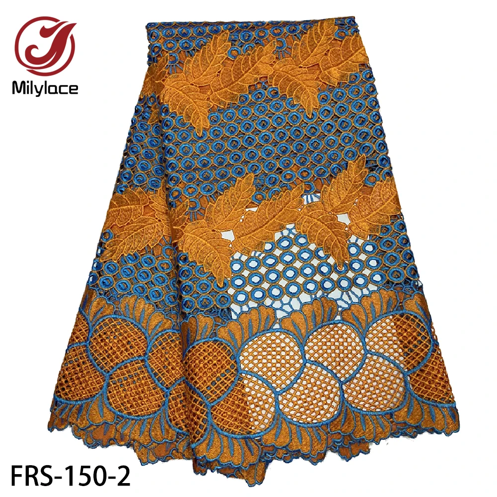 Новейшая вышитая нигерийская кружевная ткань гипюровая Водорастворимая сухая