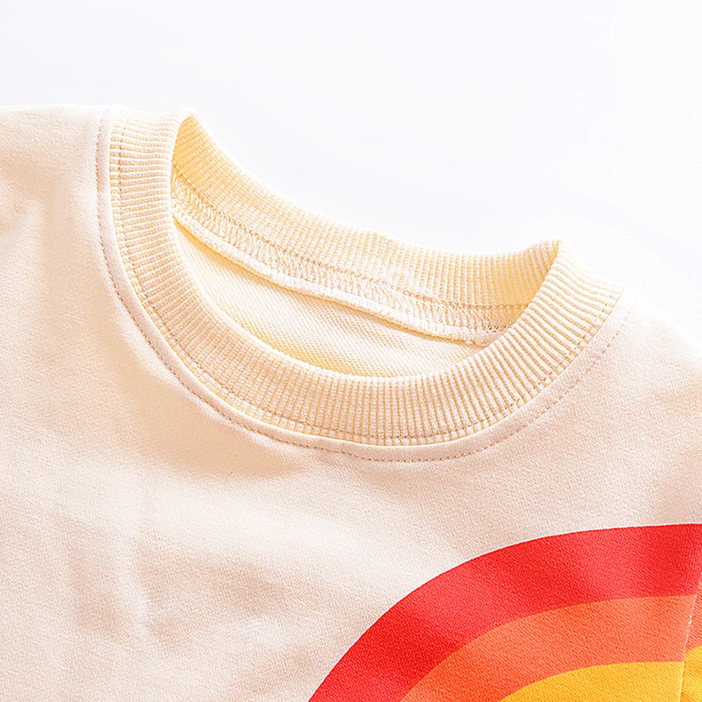 2019 осень и зима новый дизайн детская одежда с бахромой Радужное Солнце Футболка