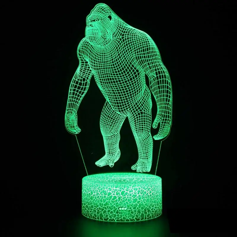 

3D Gorilla Lamp LED Atmosphere Light Saving Energy Three-dimensional Lamp Colorful Table Night Light Novelty Lighting