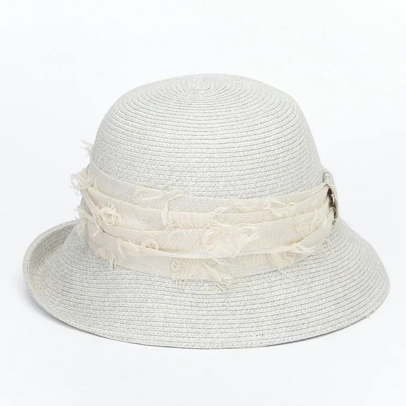 

Fashion Straw Hat Female Brim-Creased Hat Custom Same Sun Hat Sun-Proof Bucket Hat