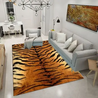 

Fashion Creative 3D Leopard / Zebra / Cow /Tiger Pattern Carpet Animal Fur Print Rug Floor Mat for Living Room Area Rugs Carpets