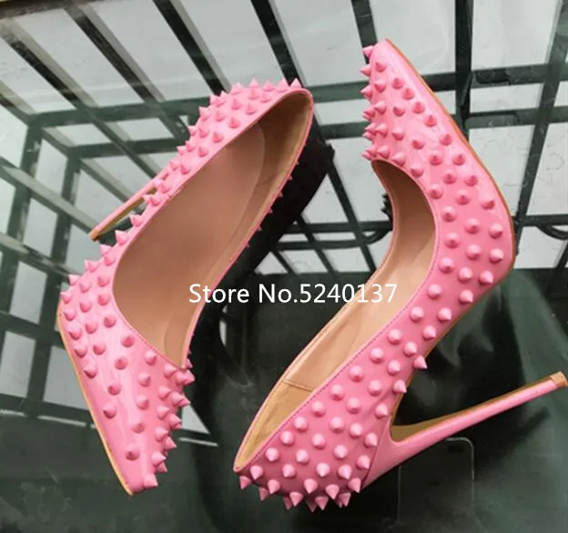 Женские туфли лодочки с заклепками и шипами Разноцветные модные дизайнерские