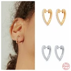 Женские серебряные серьги-кольца в форме сердца