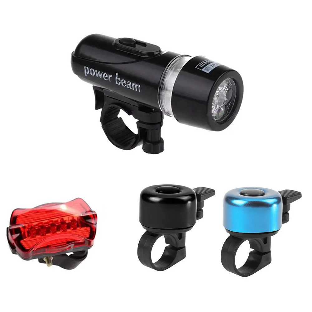 

3 шт велосипед Пластик передняя фара велосипеда Предупреждение набор сигнальных огней велосипед фонарик Предупреждение огни громкий звоно...