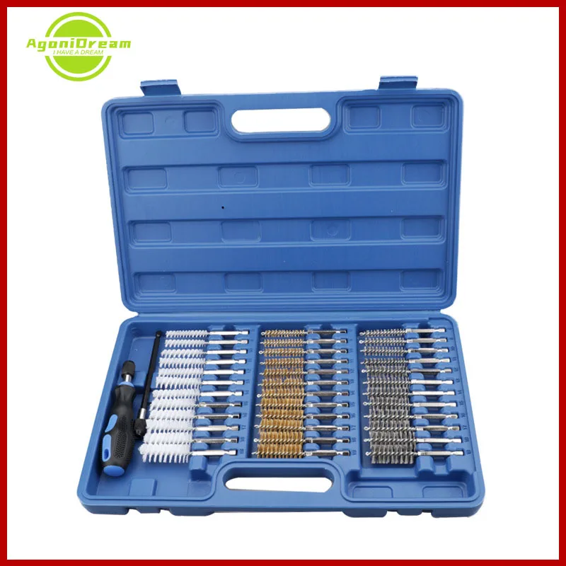 New 38PCS/Set Cleaning Brush Kit Industrial Wire Hex Shank Brush Set 1/4 Hex Nylon, Brass, Stainless Steel Wire Brush 8-19mm 3 inch wire cup brush with 1 4 hex shank crimped tempered steel bristles