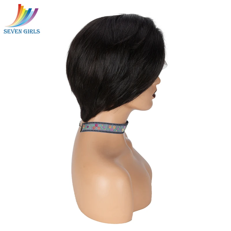 Малазийский бесклеевой короткий Pixie Cut человеческие волосы парик влажный и волнистые натуральные волосы полный парик шнурка для женщин человеческих волос
