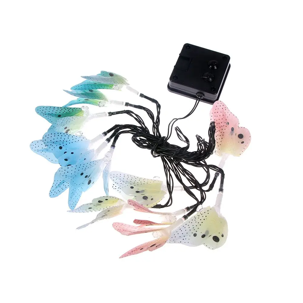 

12led Colorful Solar Powered Butterfly Fiber Optic Fairy String Lights Waterproof Fairy Outdoor Garden Holiday Decoration Lights