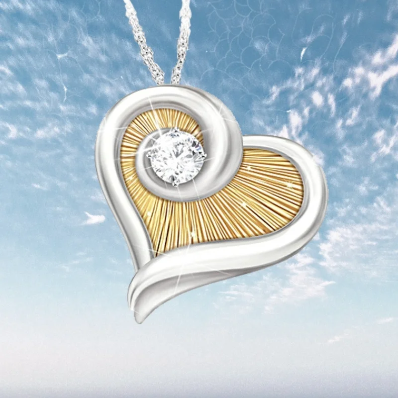 

New popular luxury fashion heart-shaped zircon gorgeous necklace pendant women romantic banquet accessories charm jewelry gifts