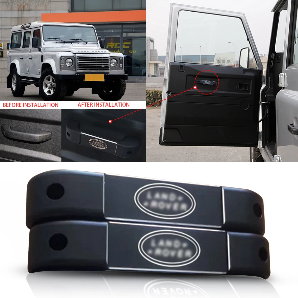 

Car Interior Aluminum Alloy black Door Handle Trim for Land Rover Defender 110 90 2008 2009 2010 2011 2012 2013 2014 2015 2016