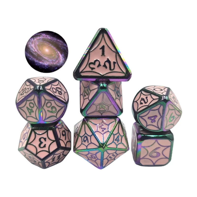 

7 Pcs/Set Alloy Metal Polyhedral Dices D20 D12 D10 D8 D6 D4 for DND RPG MTG Tabl D0LB
