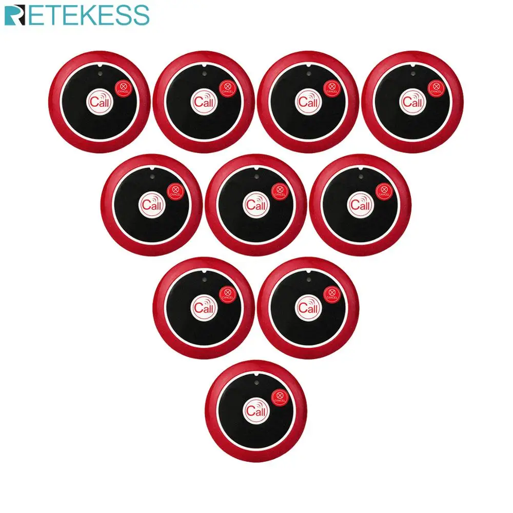 10 шт. RETEKESS TD008 Беспроводная кнопка вызова ресторана двухклавишная Кнопка