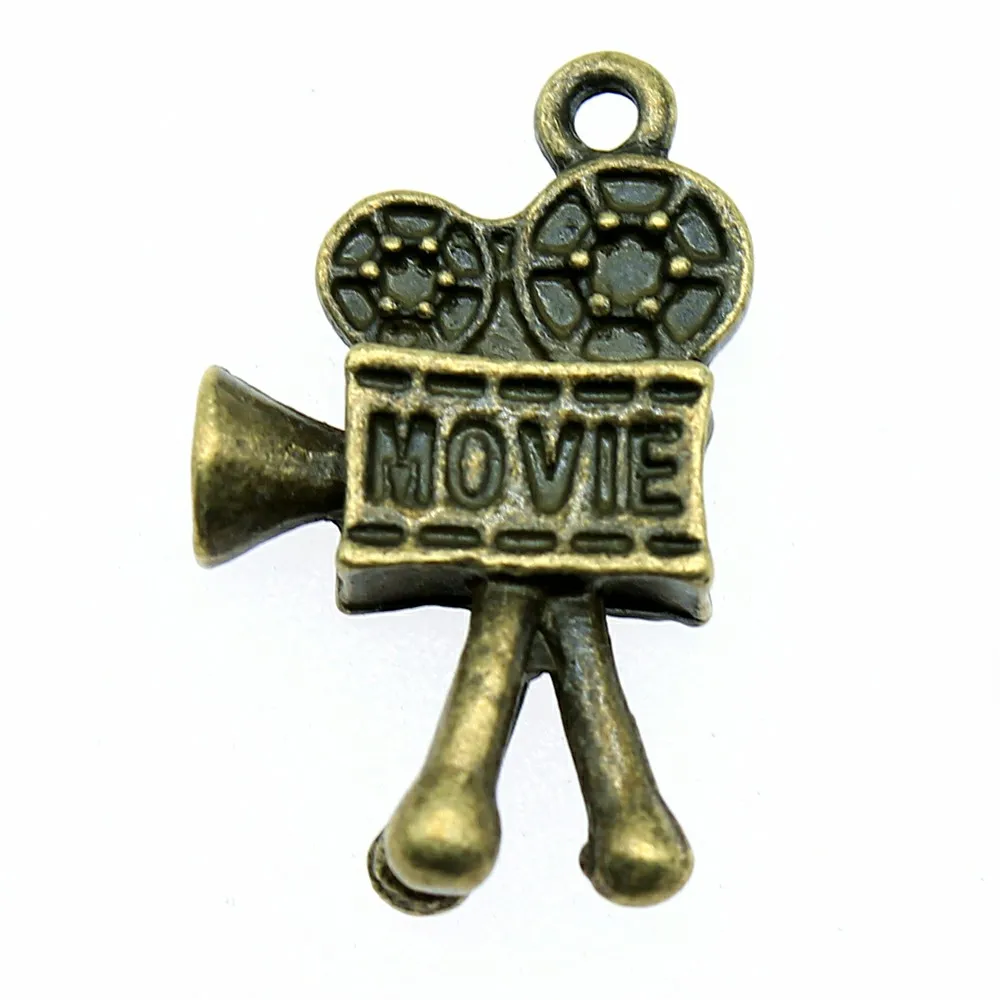 

10pcs 25x17mm 3D Movie Player Charm Pendants For Jewelry Making Antique Silver Color Movie Camera Pendants