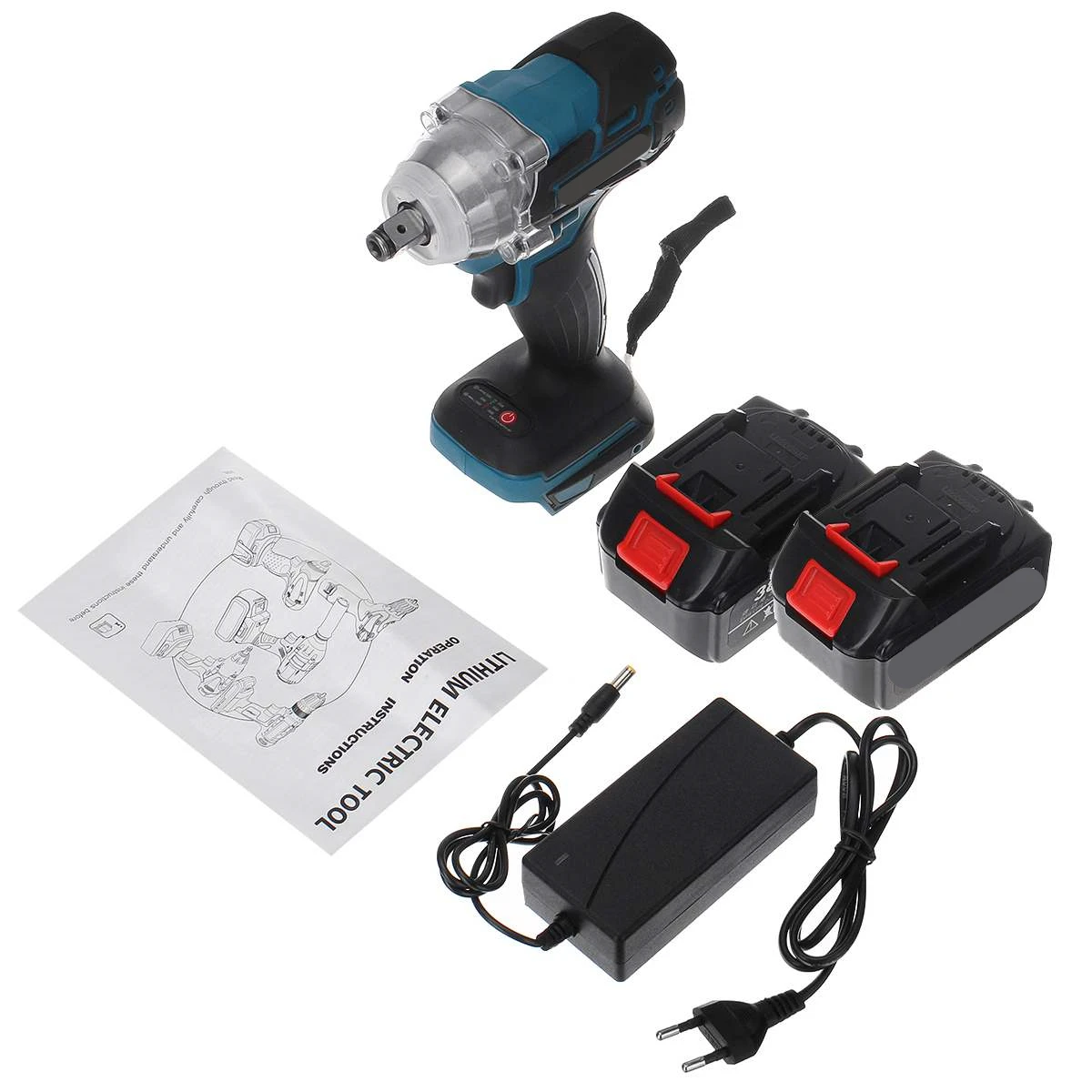 

18V Battery 388vf Electric Impact Wrench Brushless Cordless 1/2inch Power Tools 15000Amh Li Battery +LED light Adapt to Makita