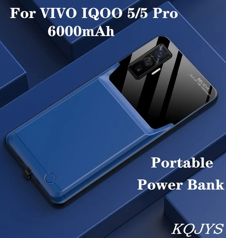 

HSTNBVEO External Battery Charger Cases For VIVO IQOO 5 5G Portable Backup Power Bank Case For VIVO IQOO 5 Pro Battery Case