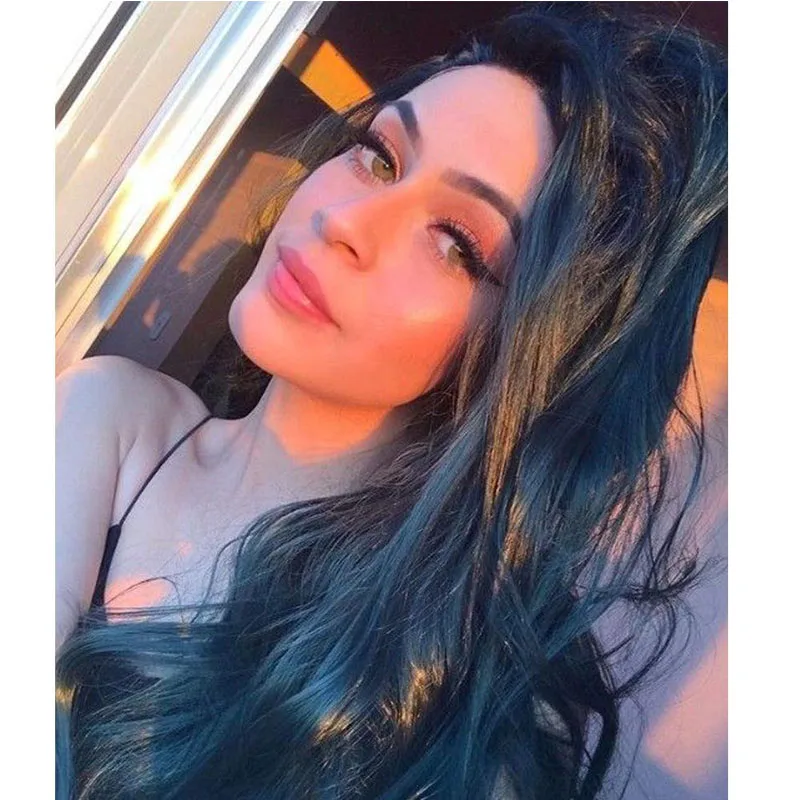 Lace Front Wig With Dark Root Curly Wavy Side Part Synthetic Hair Cosplay Costume Wig