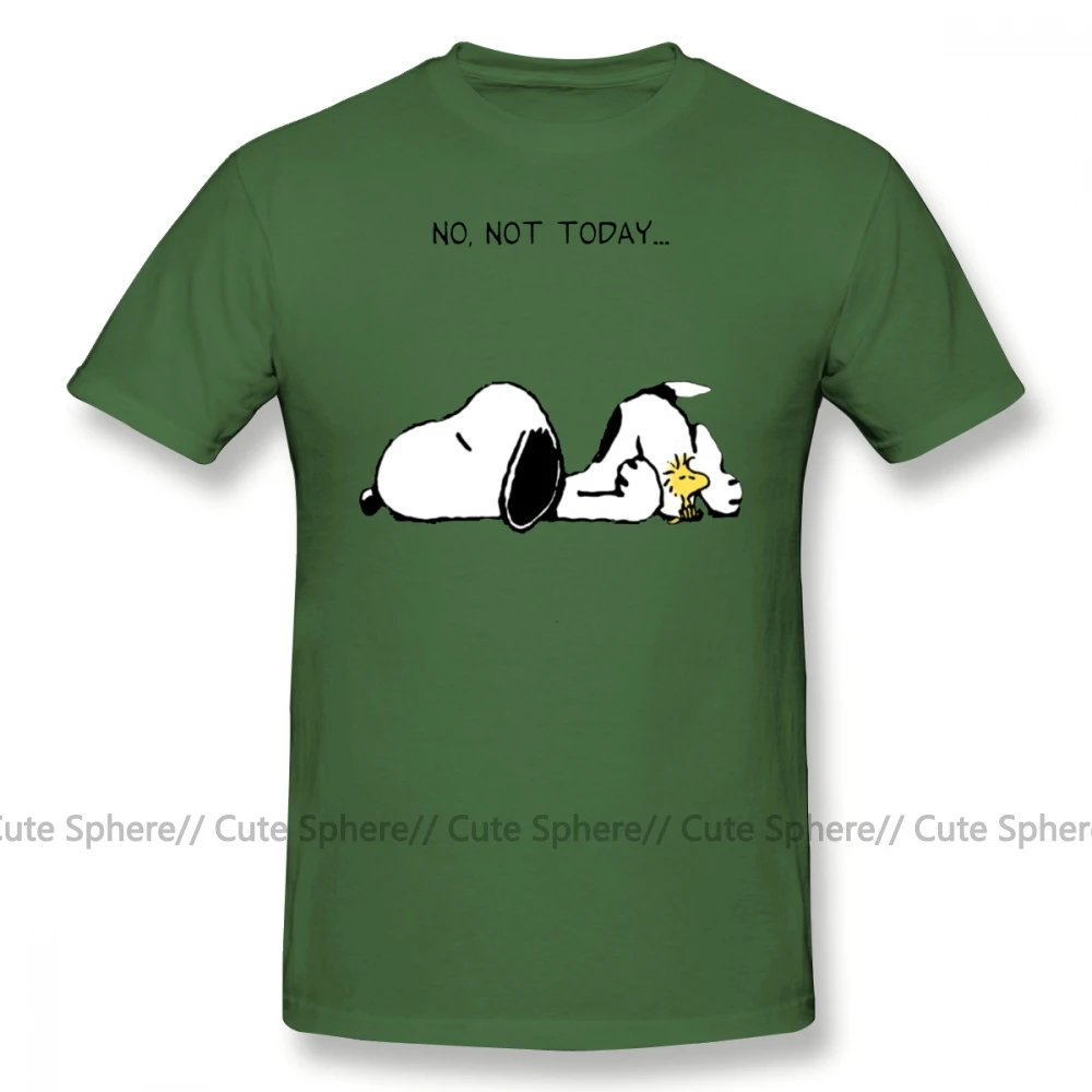 Футболка Peanuts, футболка No Not Today, Мужская большая футболка, Повседневная забавная футболка с коротким рукавом, 100 хлопок, графическая футболка - Цвет: Army Green