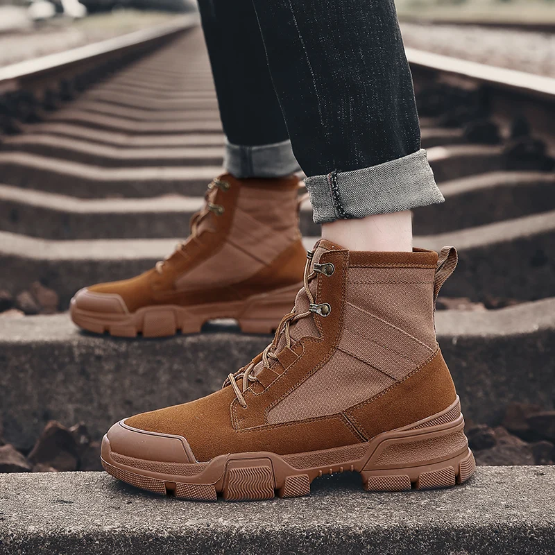 

MAISMODA New High Quality Martin Boots for Men High Top Outdoor Military Boots Ankle Work Shoes Footwear Plus Size YL645