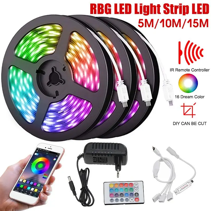 

DC 12V LED Light Strip 5M 10M 15M 5050 RGB LED Tape Lights RGB Rope Lights 16 Milions Colors Flexible Changing LED Strip Lights