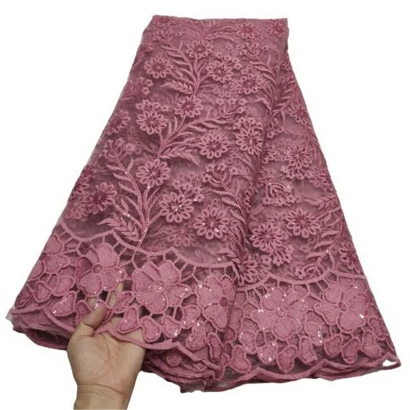 

2021 розовая Бриллиантовая кружевная ткань, высококачественные блестки, Нигерия, французская Бриллиантовая ткань для свадебных материалов, ...