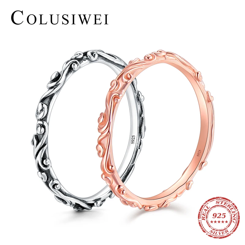 Женские кольца с винтажным узором классические из серебра 925 пробы цвета