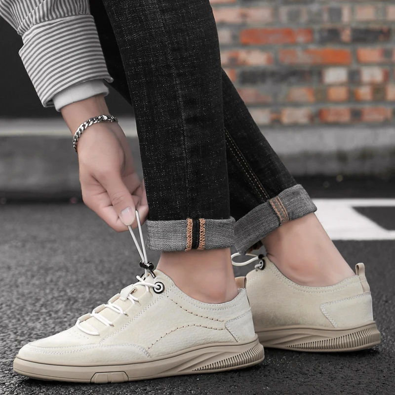 Men Loafers sheos slip on Moccasins Genuine Leather Gommino outdoor Male Footwear Flats Boat Shoes Classical Chaussure Homme | Обувь