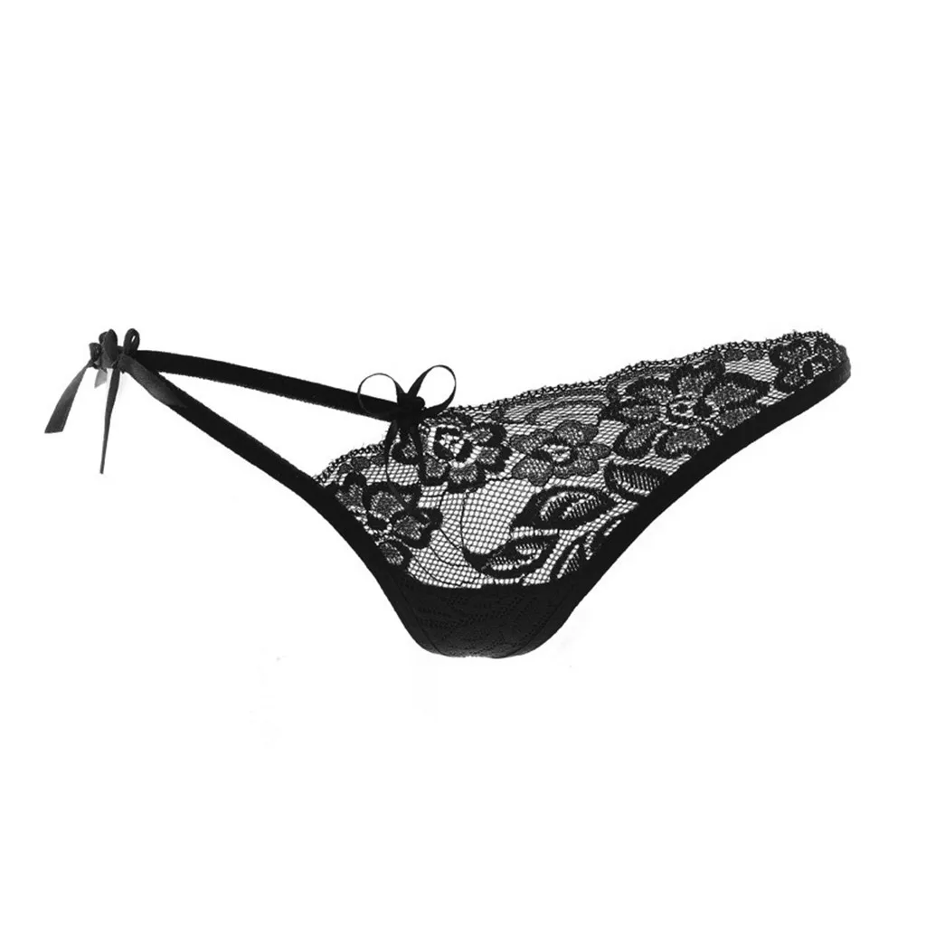 

6pc Women Lace Briefs Sexy Lingerie Underwear Pearl Pendant Black Panties #T3G