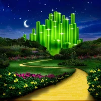 fairy tale emerald castle wonderland girl backdrop photography photo booth night moon star forest flowers road photo background