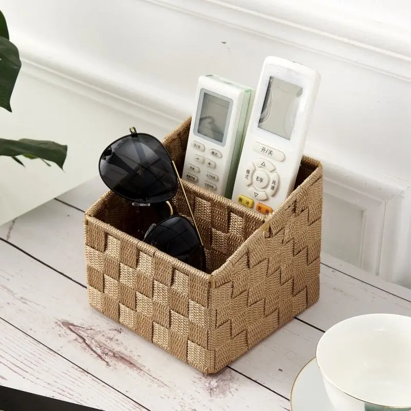

American office storage box multifunctional living room bedroom cosmetic dressing table hand-woven stationery storage box