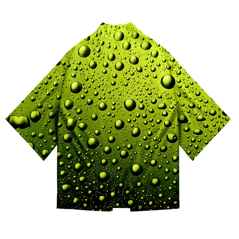Японский зеленый капли воды костюм 3d печати кимоно рубашки в стиле хип-хоп Для