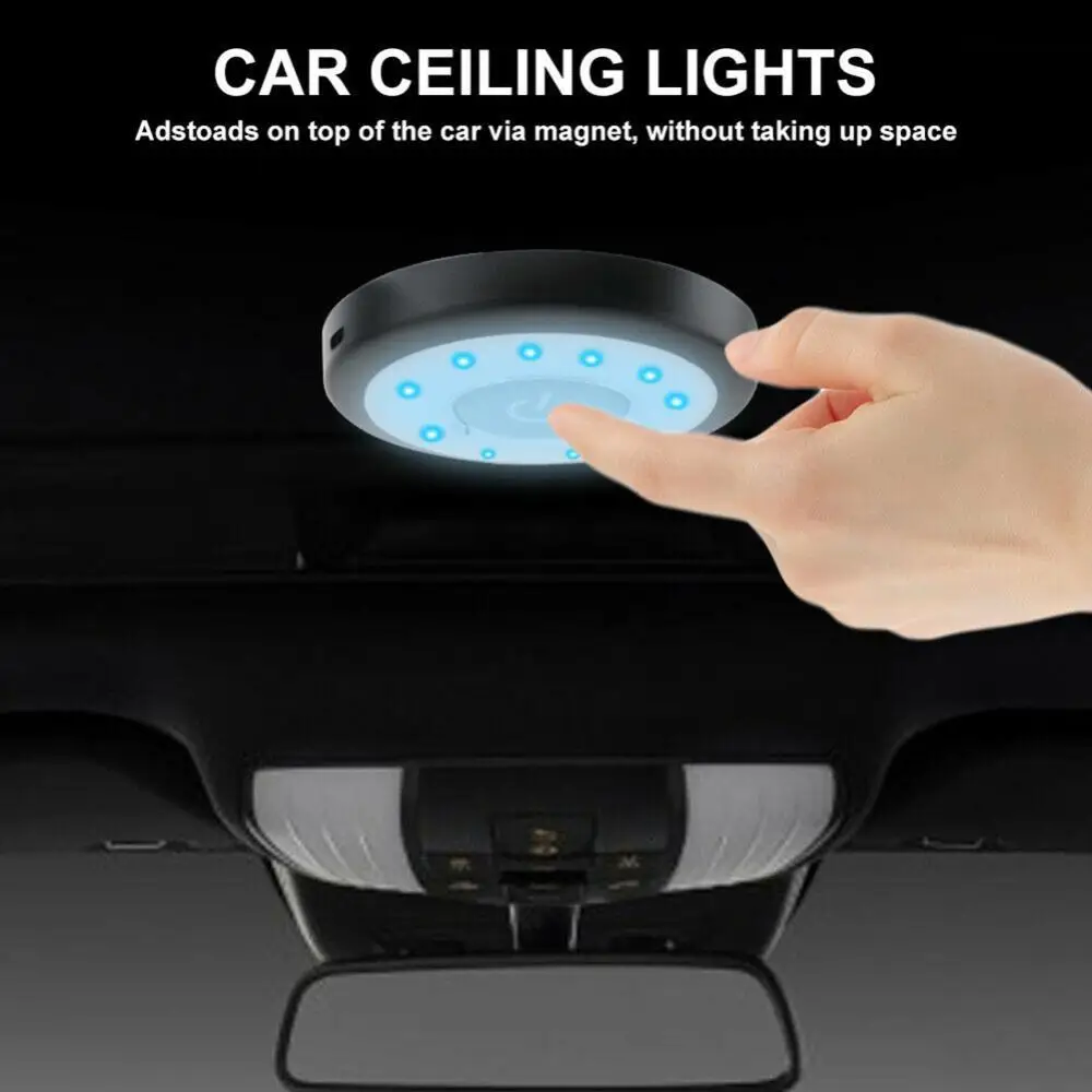 

USB Charging LED Light Portable Round Rechargeable Wireless Interior Reading Lamp Universal Touch Type Car Interior Night Lights