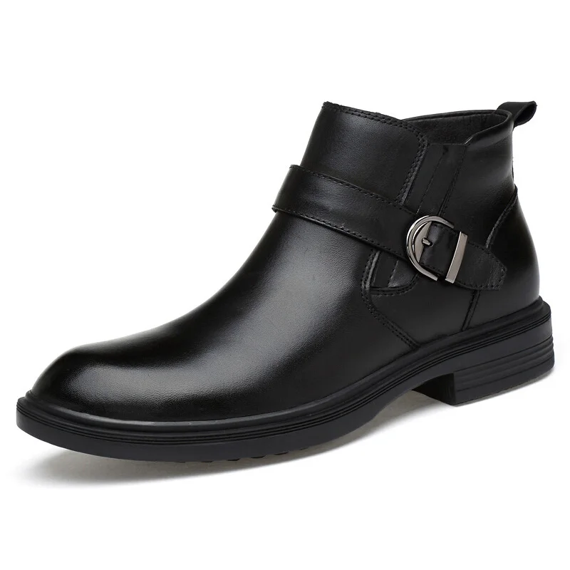 black for autumn Г. Осенне-зимняя обувь мужские ботинки обувь из натуральной кожи теплые плюшевые для холодной зимы мужские ботильоны обувь из коровьей кожи KA1871 - Цвет: black for autumn