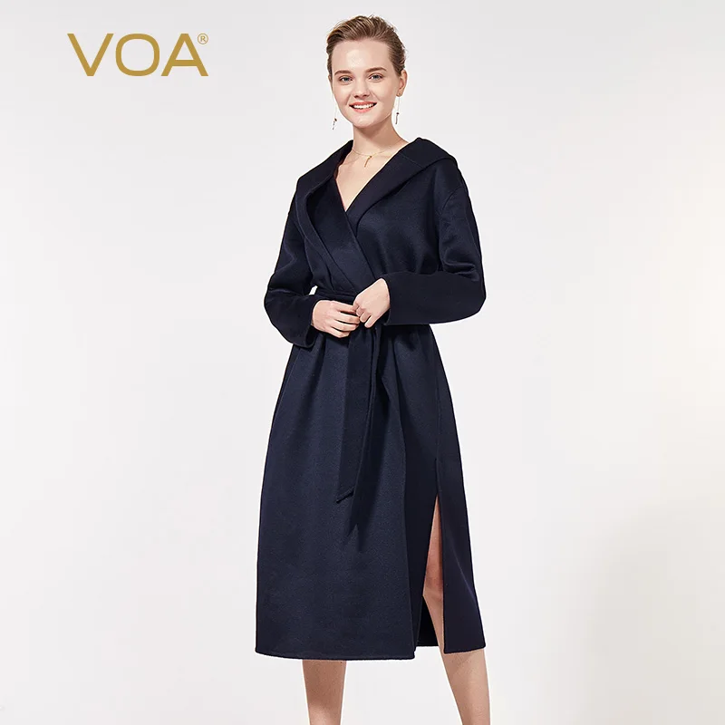 

VOA 14,75 микрон тонкий маленький кашемировый с капюшоном с открытыми плечами рукав на шнуровке с разрезом двухстороннее кашемировое зимнее па...